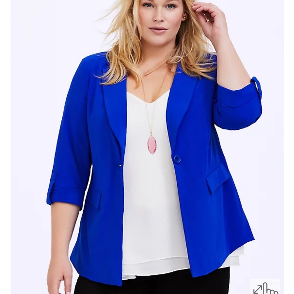 Torrid Electric Blue Crepe Longline Blazer